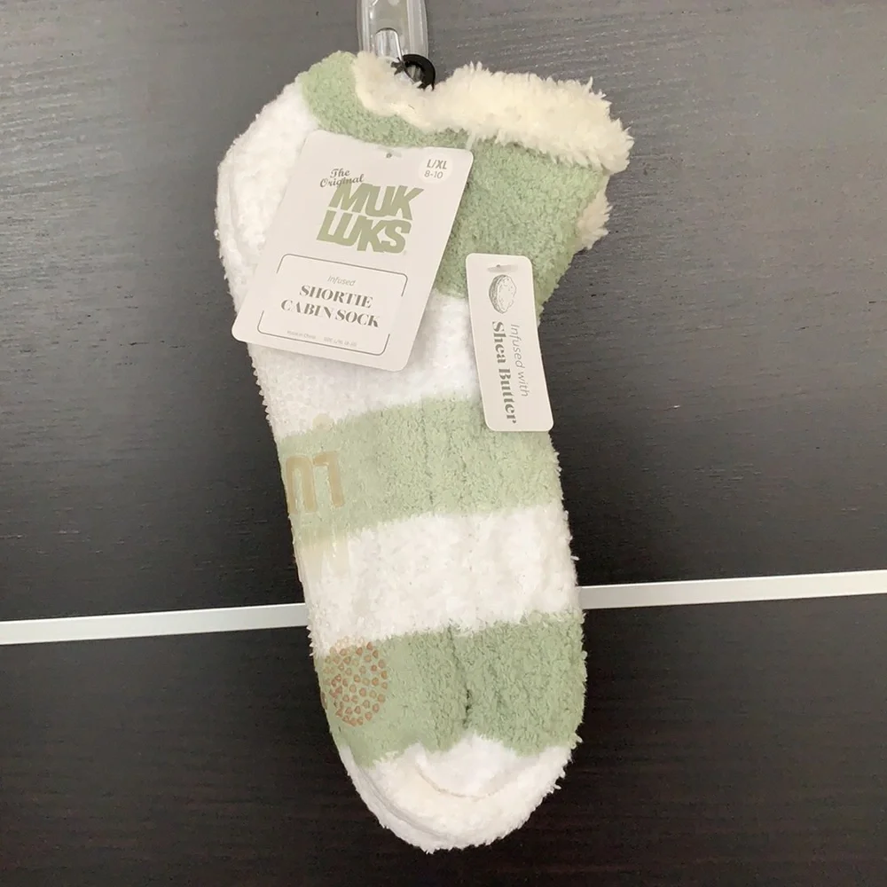 Muk Luks Shea Butter Infused Striped Shortie Cabin Socks